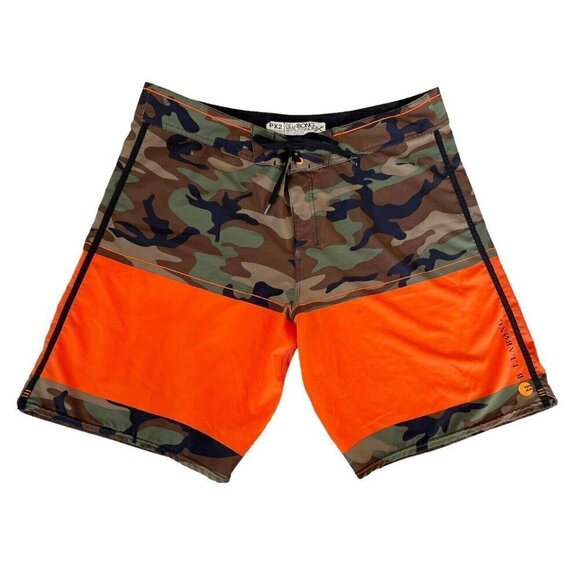 Billabong PX2 Platinum Mens Sz 40 Camo Green & Orange Boardshorts - Picture 2 of 10